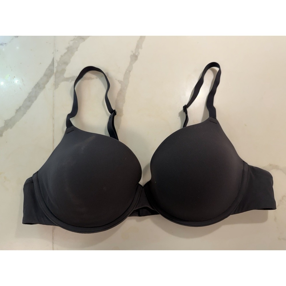 Skims T-Shirt Bra 40B Solid Underwire Adjustable Straps Black Full Coverage